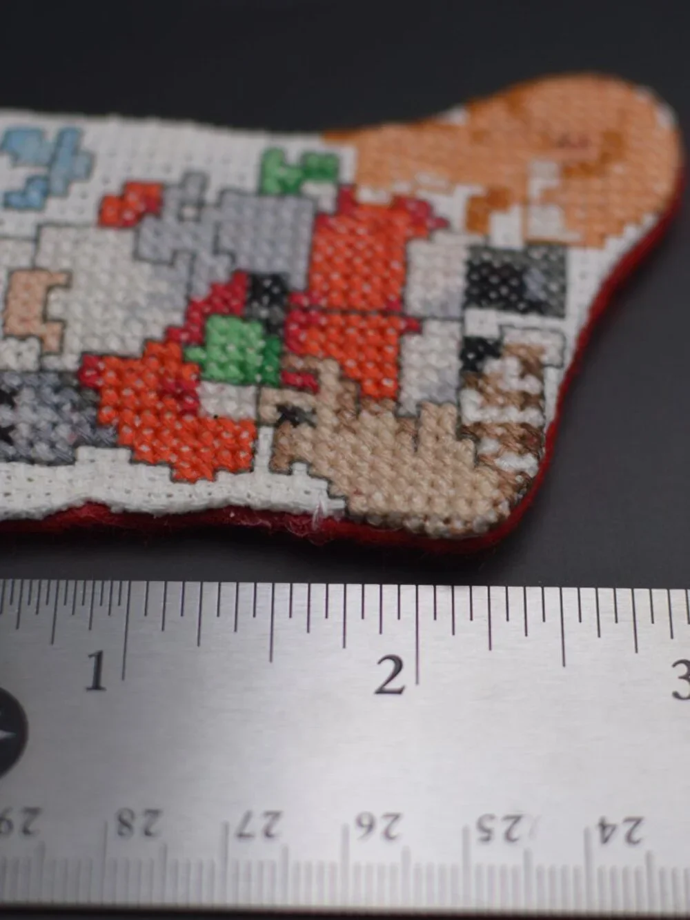 Cross Stitch Homemade Stocking Ornament - Santa